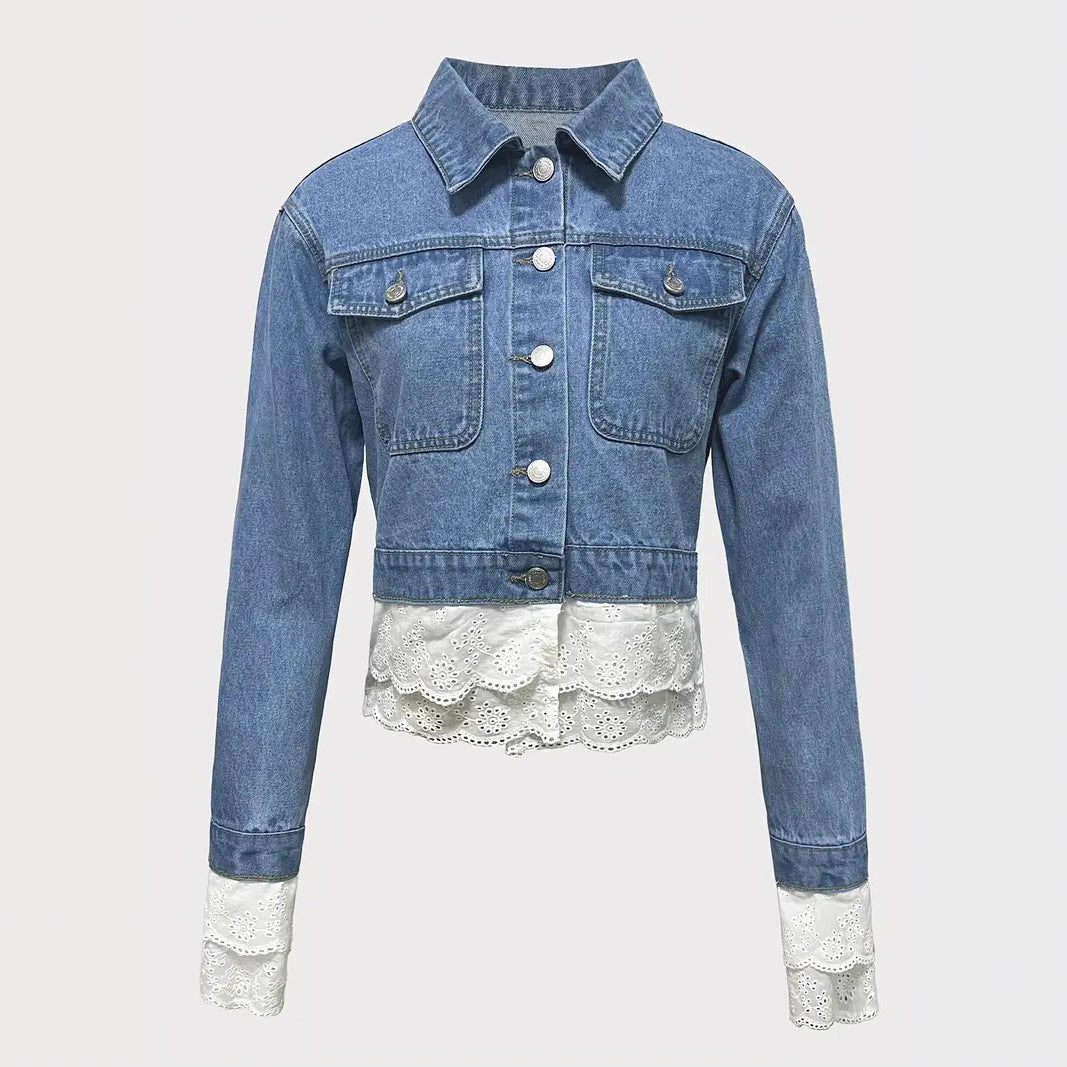 Lace Stitching FDenim Jacket Women