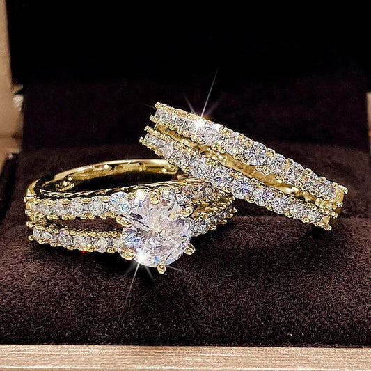 2 In 1 Fashion And Fully-jewelled Female Ring Set