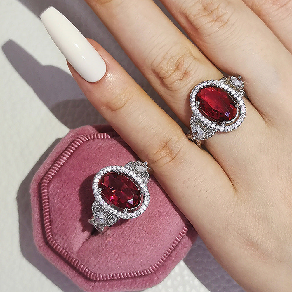 Inlaid Ruby Zircon Ring