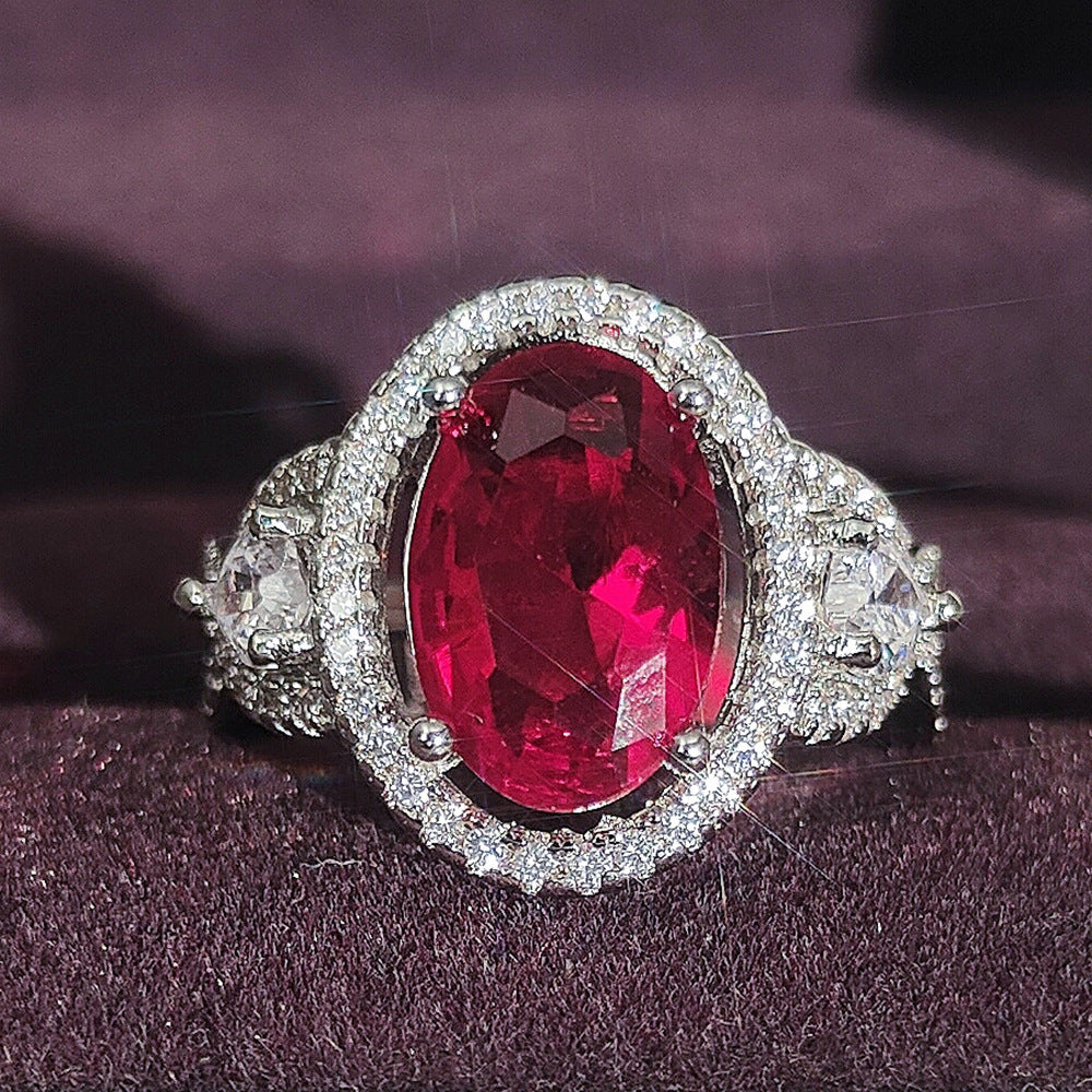 Inlaid Ruby Zircon Ring