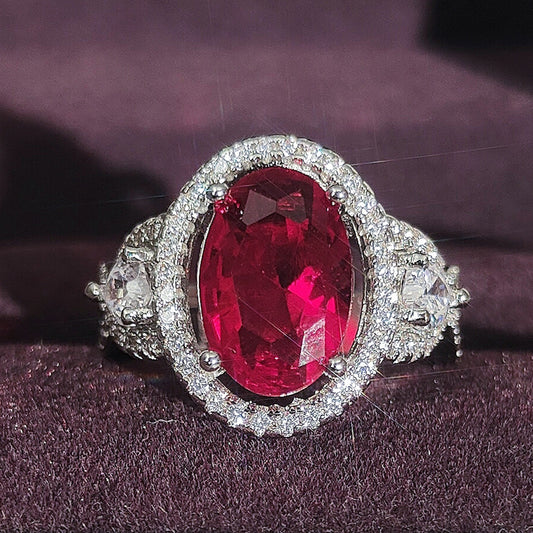Inlaid Ruby Zircon Ring