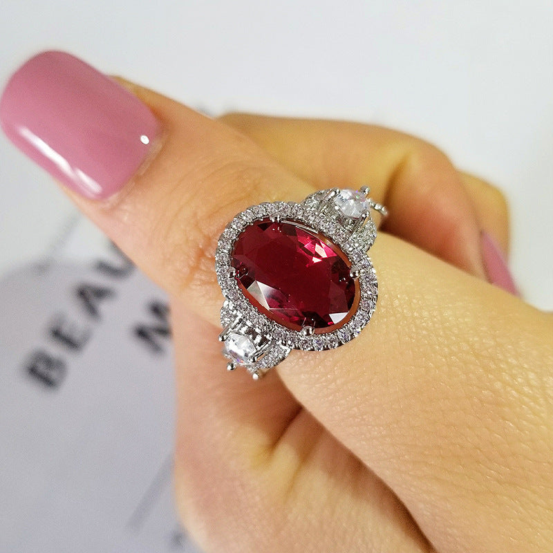 Inlaid Ruby Zircon Ring