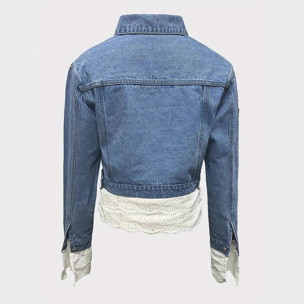 Lace Stitching FDenim Jacket Women