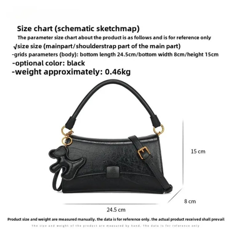 Elegant Leather Shoulder Bag – Black Designer Crossbody for Women