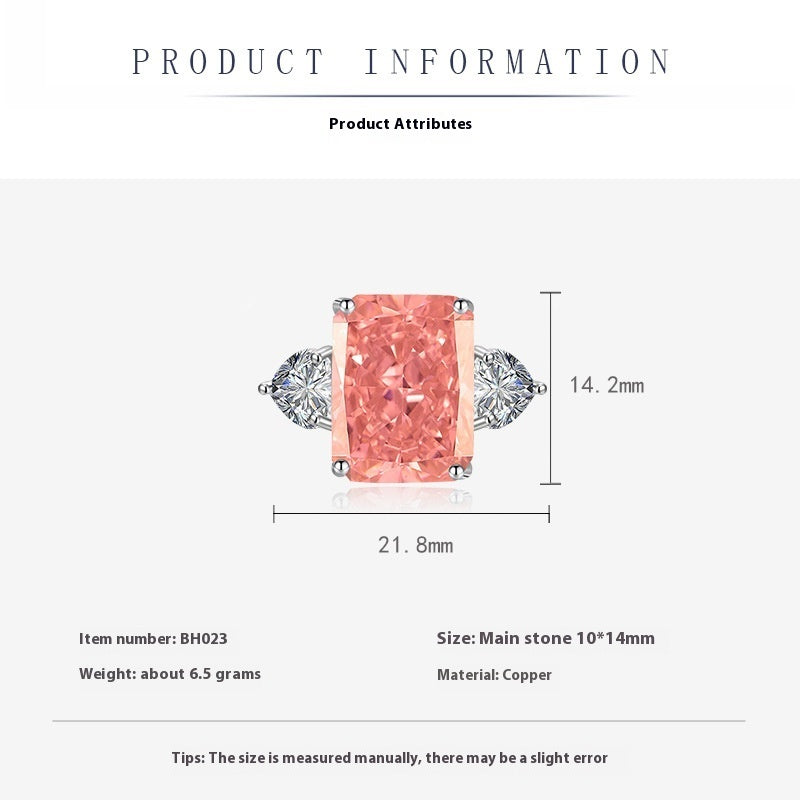 Rock Candy Square Diamond Ring Paparazha Artificial Cultivation