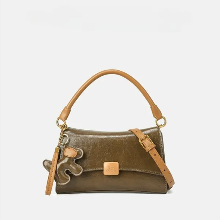 Elegant Leather Shoulder Bag – Black Designer Crossbody for Women