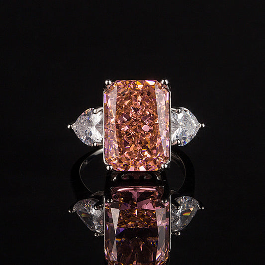 Rock Candy Square Diamond Ring Paparazha Artificial Cultivation