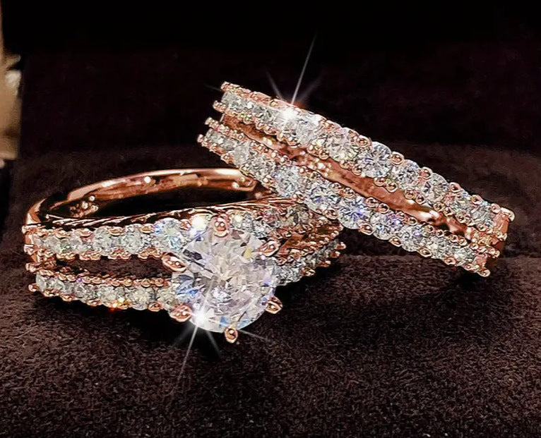2 In 1 Fashion And Fully-jewelled Female Ring Set