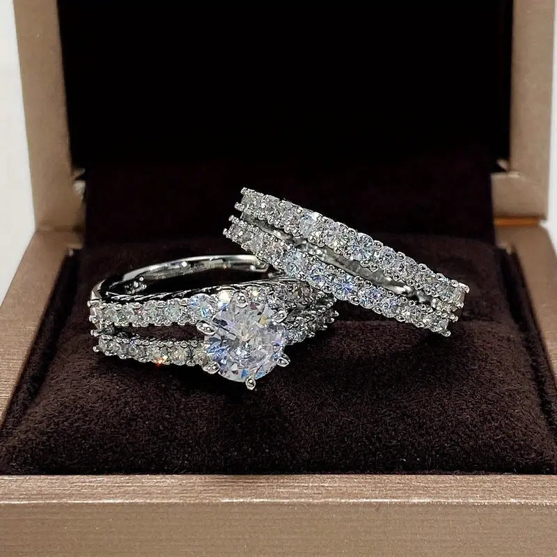 2 In 1 Fashion And Fully-jewelled Female Ring Set