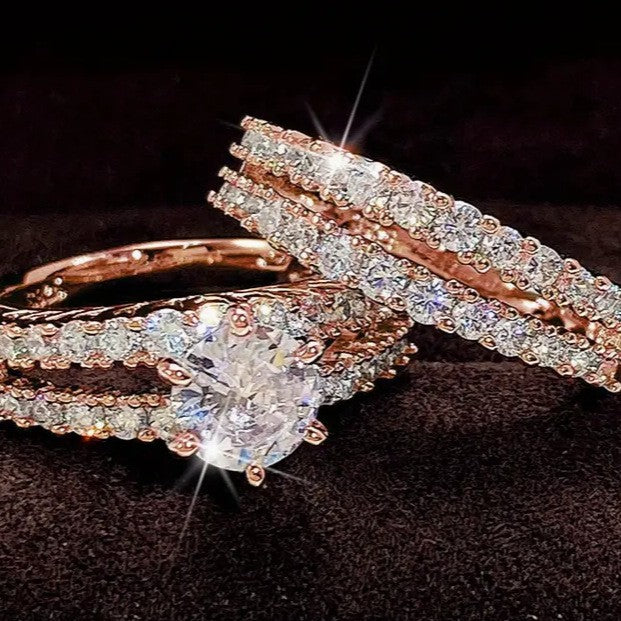 2 In 1 Fashion And Fully-jewelled Female Ring Set