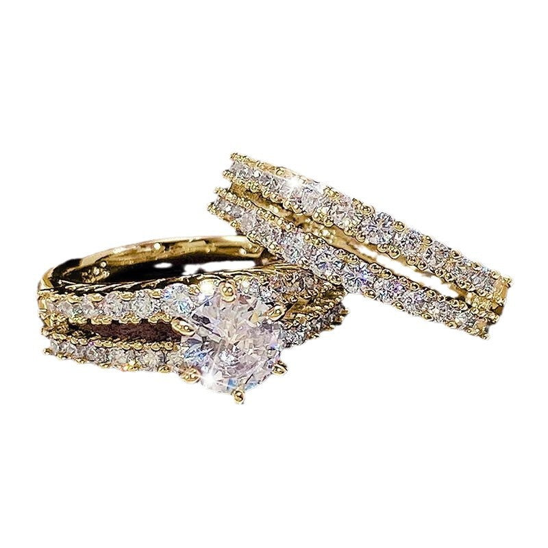 2 In 1 Fashion And Fully-jewelled Female Ring Set