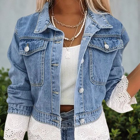 Lace Stitching FDenim Jacket Women