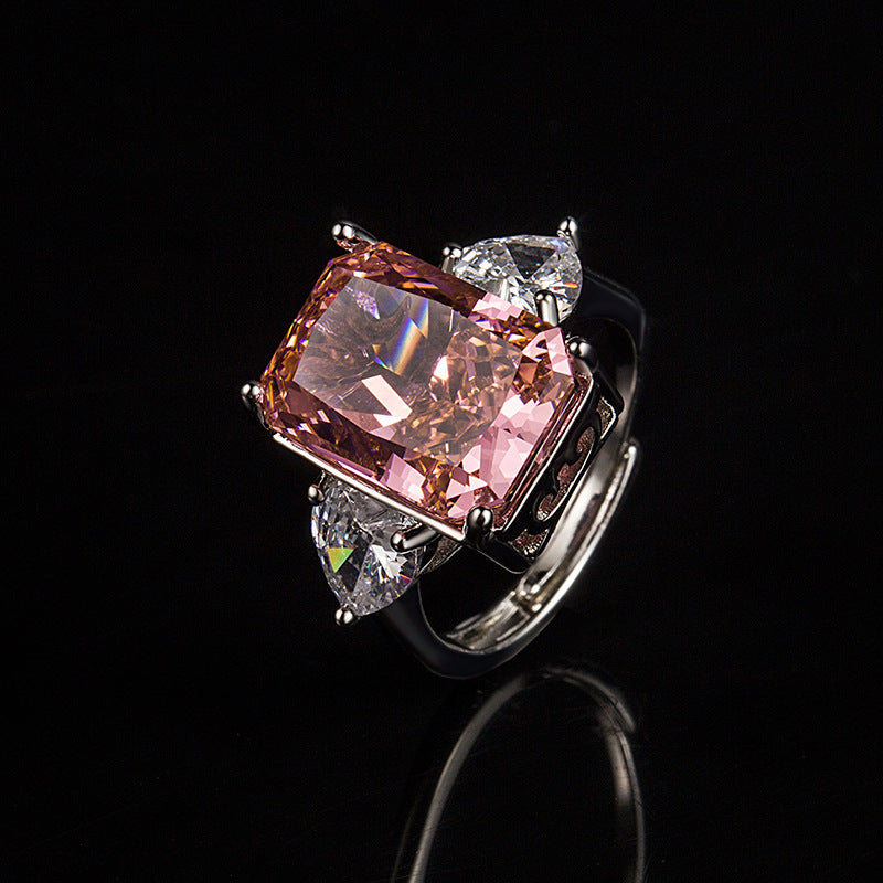 Rock Candy Square Diamond Ring Paparazha Artificial Cultivation